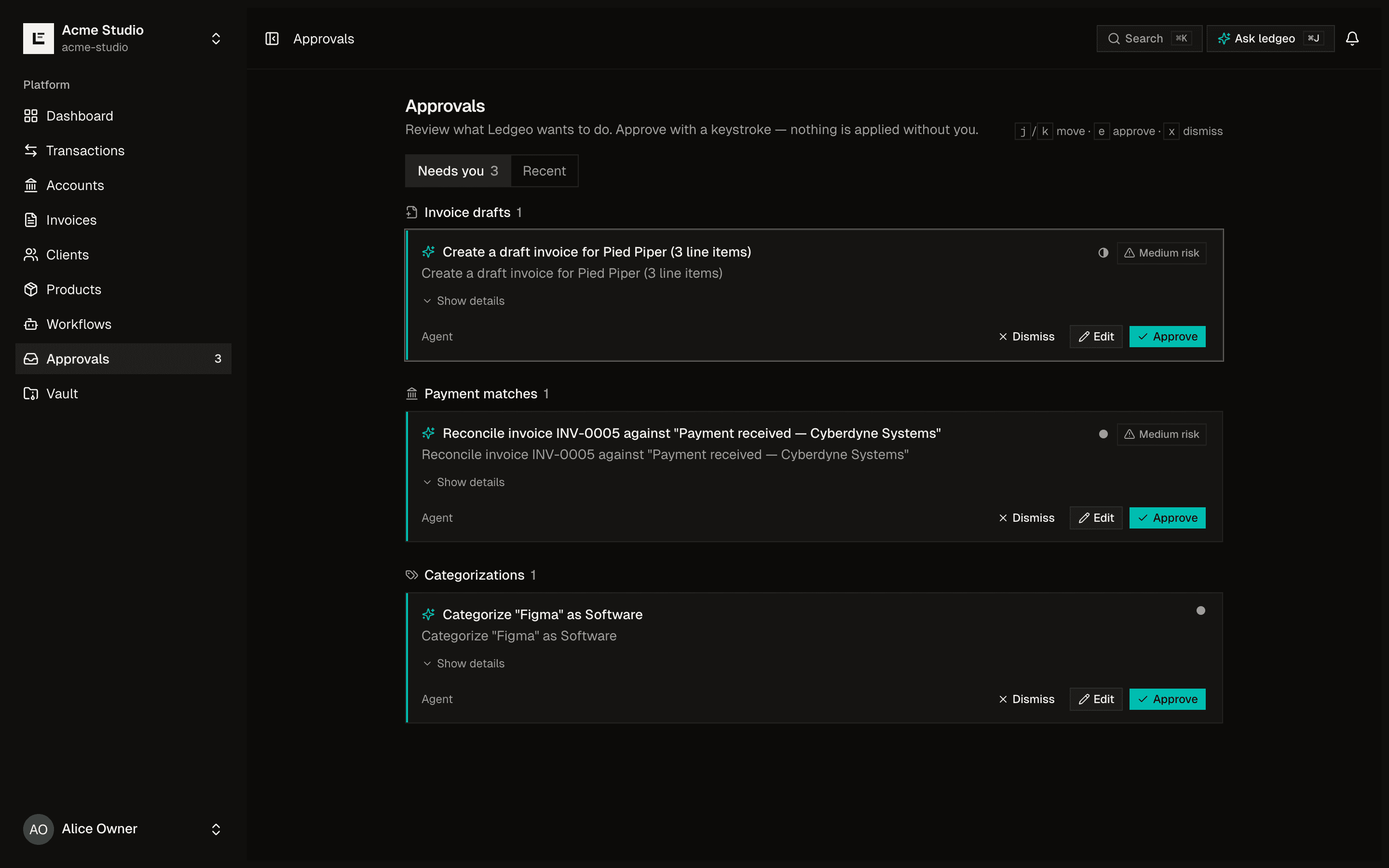 The Rivantir Approval Inbox: AI proposals waiting for one-click approval